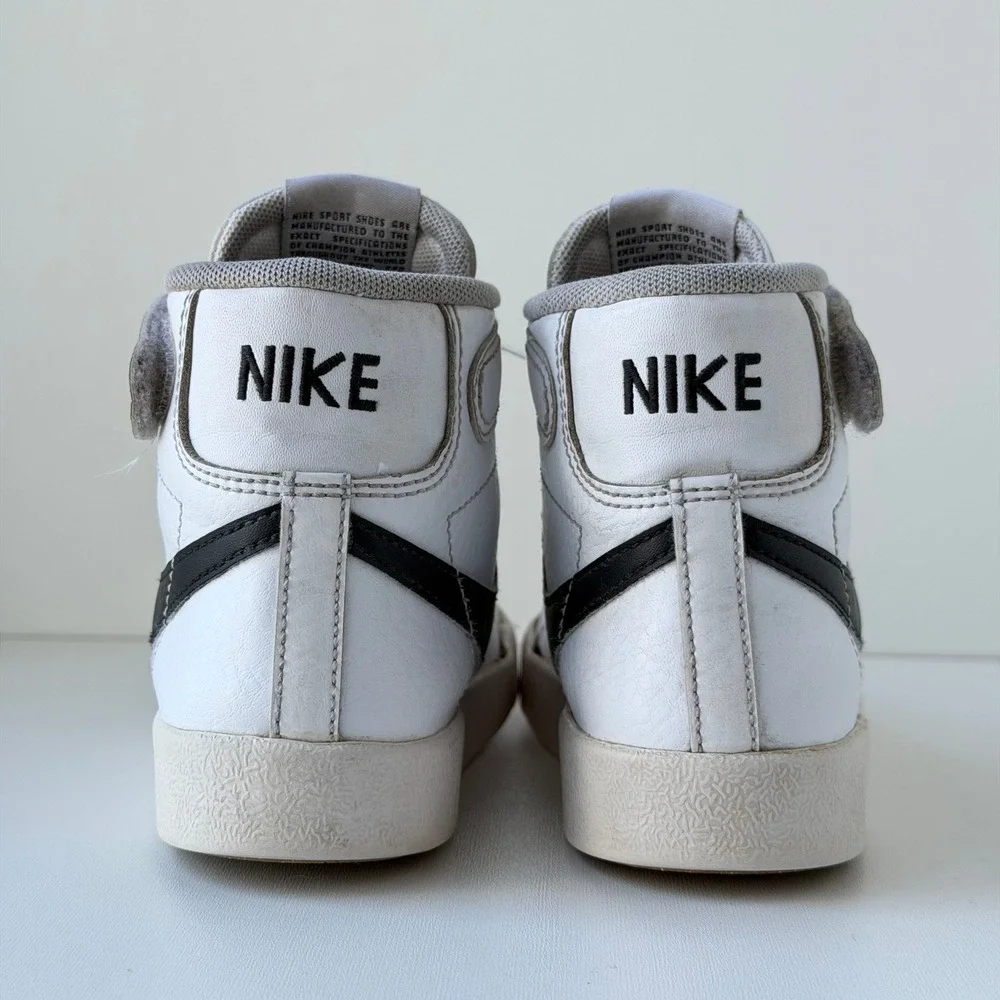 Nike Blazer Mid 77 Kids 12C White Black High Top Leather Suede Retro Sneakers